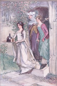 Enter Anne Page with Wine, Mistress Ford and Mistress Page Following, Illustration from 