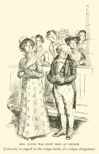 Mrs. Elton Was First Seen at Church, Curiosity in Regard to the Vulgar Bride of a Vulgar Clergyman by Hugh Thomson