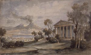 The Villa Saliceti, Naples Below and Mt. Vesuvius in the Distance by Hugh William Williams