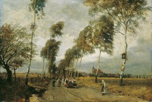 Country Road with Birch Avenue by Hugo Charlemont