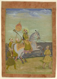 Equestrian Portrait of Bahadur Shah as a Young Man, Mughal, c.1690 by Hunhar I (attr. to)