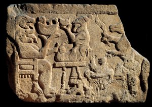Low Relief Representing a Mythological Banquet Scene by Iberian