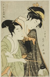 Osome and Hisamatsu, from the series "Beauties in Joruri Roles"