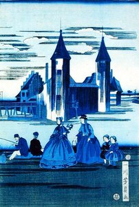 Two Ladies with Two Children by Idikawa Yoshikadzu