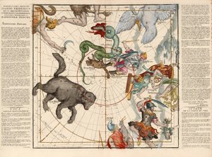 North Pole, Plate 1 from Globi coelestis in tabulas planas redacti descriptio by Ignace Gaston Pardies