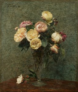 Still Life: Roses in a Glass Vase by Ignace Henri Jean Fantin Latour