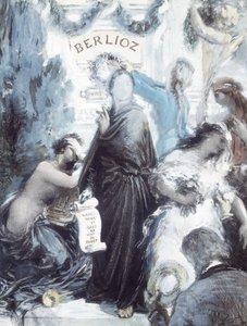 Watercolor Lithograph Commemorating Centenary of Birth of Hector Berlioz