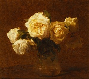 Six Yellow Roses in a Vase