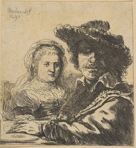 Rembrandt and His Wife Copy by Ignace Joseph de Claussin