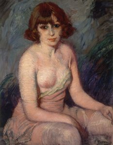Woman in Underwear with One Breast Exposed – 20th Century