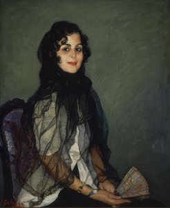 Angustias de Blanco with Black Mantilla and Fan – 20th Century