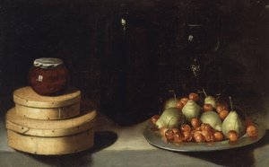 Still Life (Tray with Cherries and Pears, Boxes, and Honey Jar) by Ignacio Zuloaga y Zabaleta