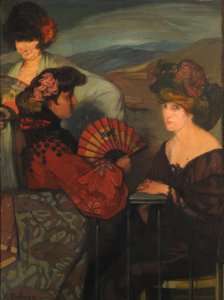 Spanish Women and an English Woman on the Balcony