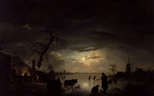 A Winter Landscape in Moonlight by Ignatius Josephus van Regemorter