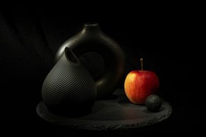 Black Vases Red Apple by Igor Kopcev