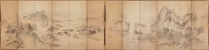 Mountain Views, reverse of a six-panel screen, Edo Period, 1856-58