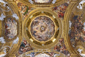 Paradise Praising Jesus and the Pendentives with Prophets, Evangelists and Doctors of the Church by Il  Baciccio