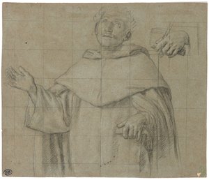 A Dominican Saint, Perhaps Saint Peter Martyr, Half-Length, Holding a Book