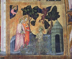St Francis Throws Himself into the Thorny Brambles, fresco from the Porziuncola, 1393 by Ilario da Viterbo