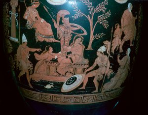 Greek Red-Figured Volute Krater with Scene from the Sack of Troy by Illupersis Painter
