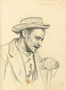 Man with a Hat in Profile by Ilya Efimovich Repin
