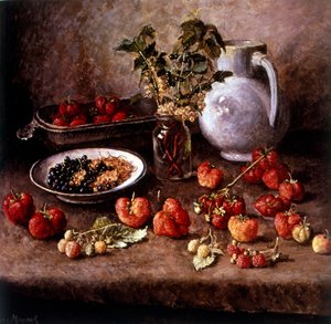 Still Life with Strawberries by Ilya Ivanovich Mashkov