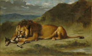 Lion Devouring a Goat
