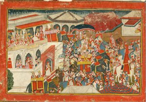 Krishna and Balarama Setting Off from a Palace, c. 1840