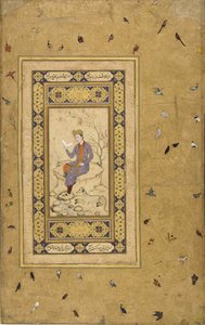 Young man reading in a landscape by Indian Art.