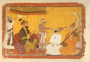 Gosain Narayan Takes Poison in the Presence of Emperor Jahangir, Nurpur, Pahari School