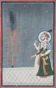 A Raja and Rani Watching Fireworks by Indian School