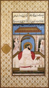 A Sufi Ruler Nimbate Reading a Qur
