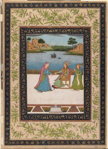 A Woman is Served Fruit on a Terrace