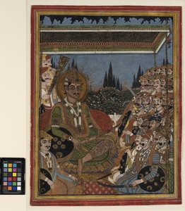 A prince in darbar under a canopy, c.1880