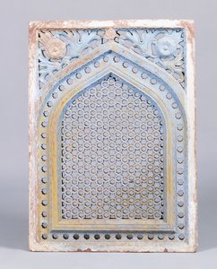 A Red Sandstone Jali Arch in a Frame, with a Stellar Motif by Indian School