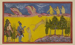 Sugriva is at first frightened, thinking that these armed warriors have been sent by his usurping brother Bali to destroy him. He sends his sagacious minister Hanuman to find out more about the two strangers by Indian School