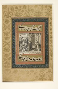 Page with European engraving of St Catherine of Siena, from the 
