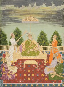 Bahadur Shah with his four sons and a grandson by Indian School