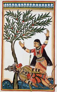 Bali killed by an arrow, next to him Tara his wife, litho eighteenth century by Indian School