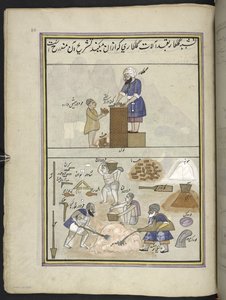 Bricklayers, 86 drawings bound into a volume depicting trades and occupations in Kashmir, Craftsmen are shown at work with their implements and equipment, By a Kashmir artist, probably at Srinagar, c.1850-60 by Indian School
