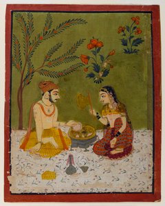 Couple seated under a tree, c.1700 by Indian School