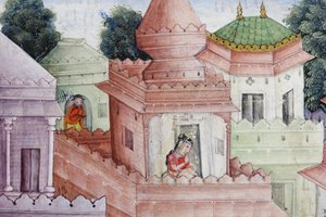 (detail) Krishna Cleaves the Demon Narakasura with his Discus