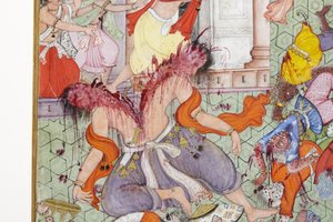 (detail) Krishna Cleaves the Demon Narakasura with his Discus