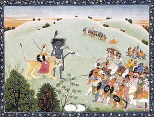 Durga and Kali Standing Before the Advancing Host of Demons by Indian School