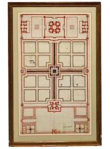 Early schematic plan of the gardens of the Taj Mahal, Agra, North India, c.1805 by Indian School