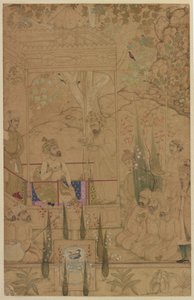 Emperor Babur with Attendants in a Garden, c.1590