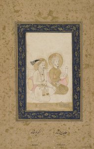 Humayun and Akbar, detached album folio, c.1900