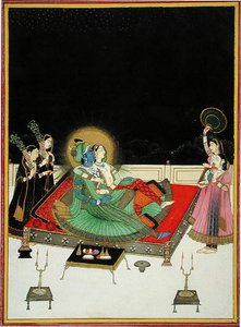 Radha and Krishna admire themselves in the mirror, c.1800 by Indian School
