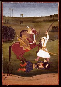 Indian Art: Battle between a Prince on Horseback and a Warrior (1765) by Indian School