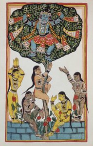 Krishna and 5 goddesses